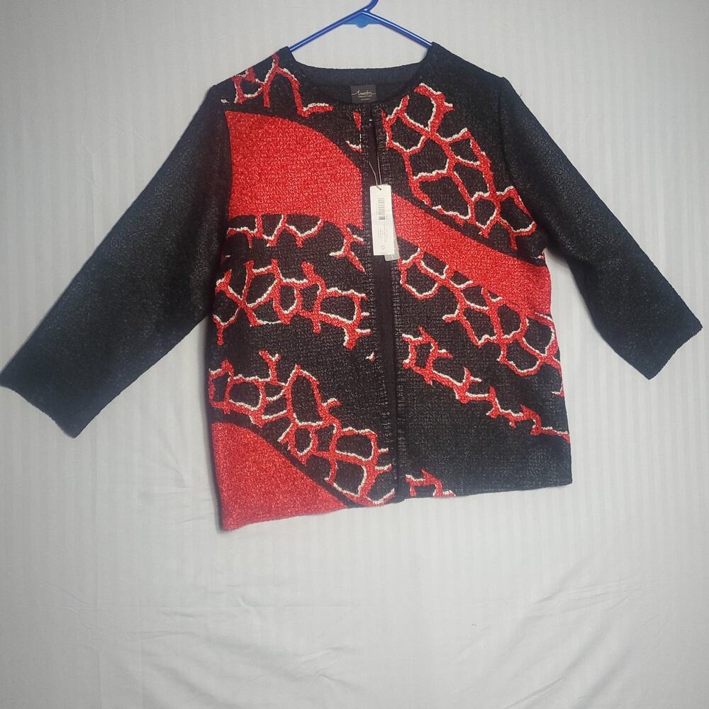 Chicos Travelers Collection black red white abstract NWT